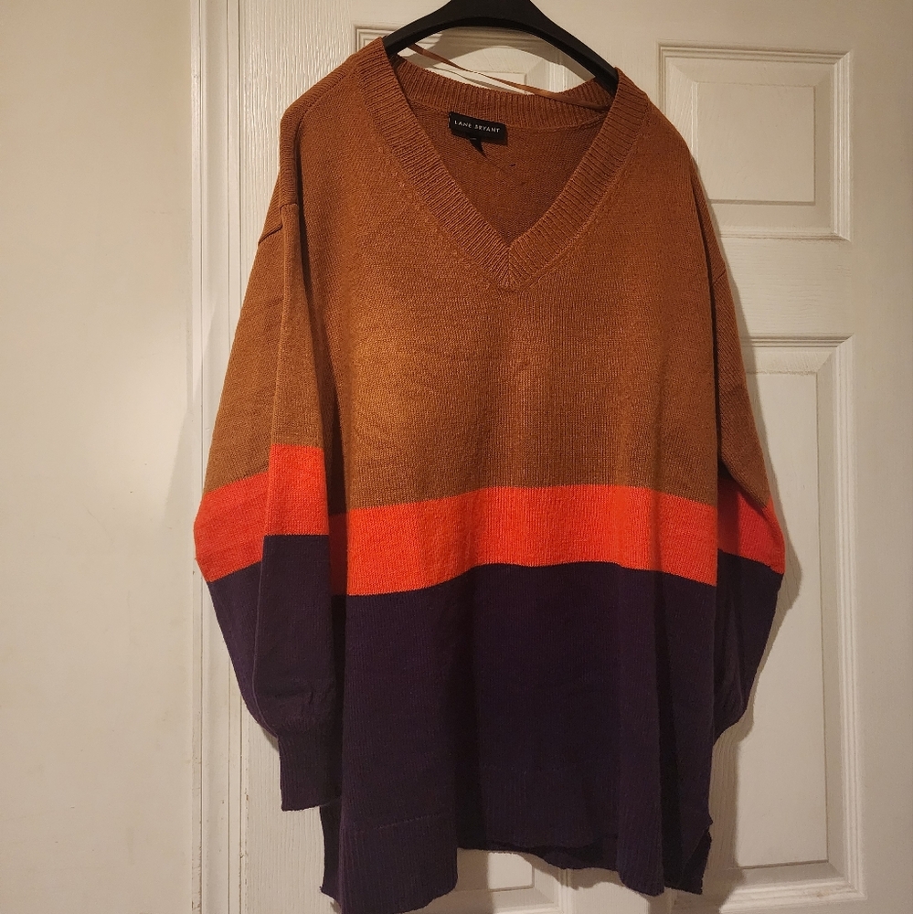 Brown, orange and purple Lane Bryant sweater sized 14/16, runs large